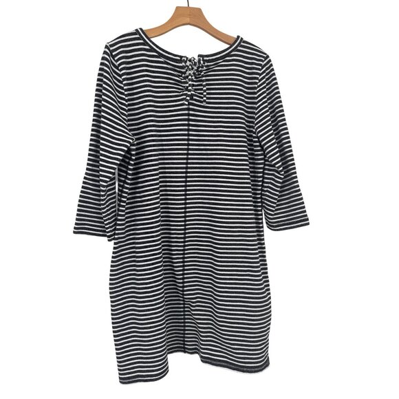T By Talbots size XL blue  White Striped French Terry Knit Dress womens - Picture 2 of 4